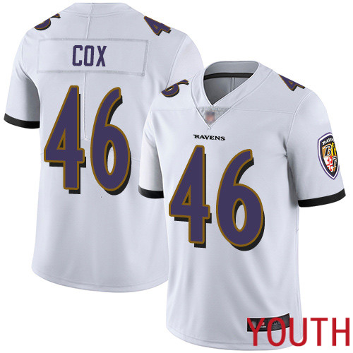 Baltimore Ravens Limited White Youth Morgan Cox Road Jersey NFL Football #46 Vapor Untouchable
